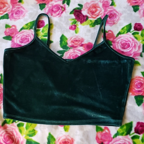 Tops - Green velvet crop top slytherin